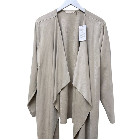 Soft Surroundings Faux Suede Jacket Plus Size 2X Stretch Beige Draped NWT - Picture 2 of 8